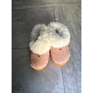 Juicy Pink Ankle Boots with Fur for Kids Girls Size 7-8